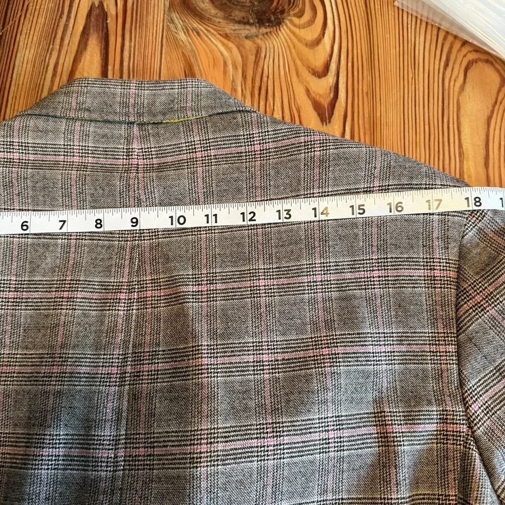 Etro Milano EU SZ 50R Sport Coat Blazer Gray/Pink Plaid Wool Silk Lined Italy